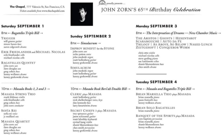 John Zorn celebra sus 65 años con 4 días de conciertos