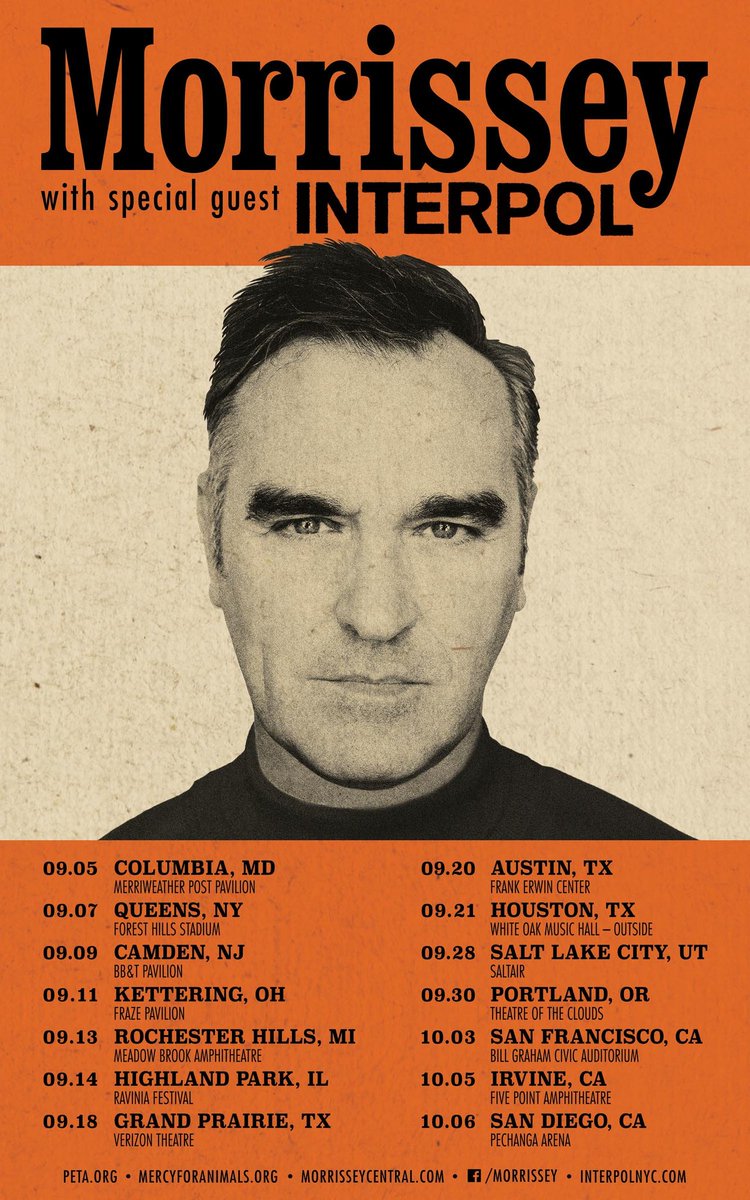 Morrissey e Interpol anuncian gira juntos de 13 fechas