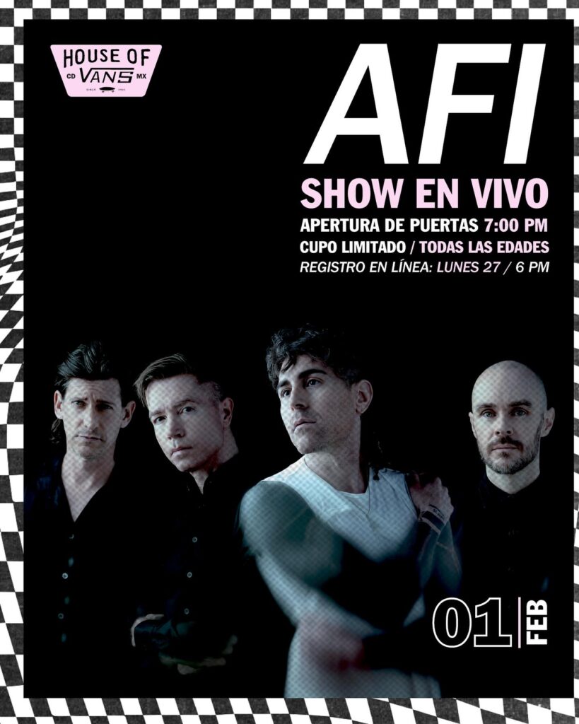 La banda originaria de California, AFI estará dando un show en solitario y completamente gratis en CDMX.