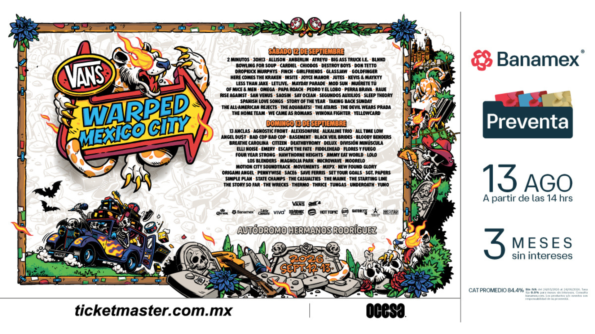 Vans Warped Tour México revela sus bandas por día: dos jornadas de punk, emo, hardcore y rock en el Autódromo