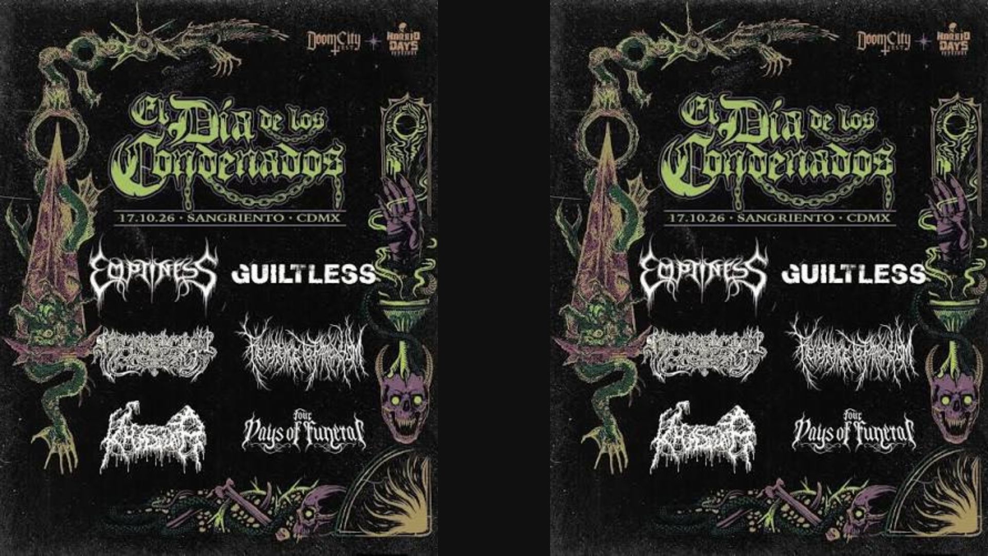 El Día de los Condenados: Doom City y Horrid Days unen fuerzas en una celebración del metal extremo